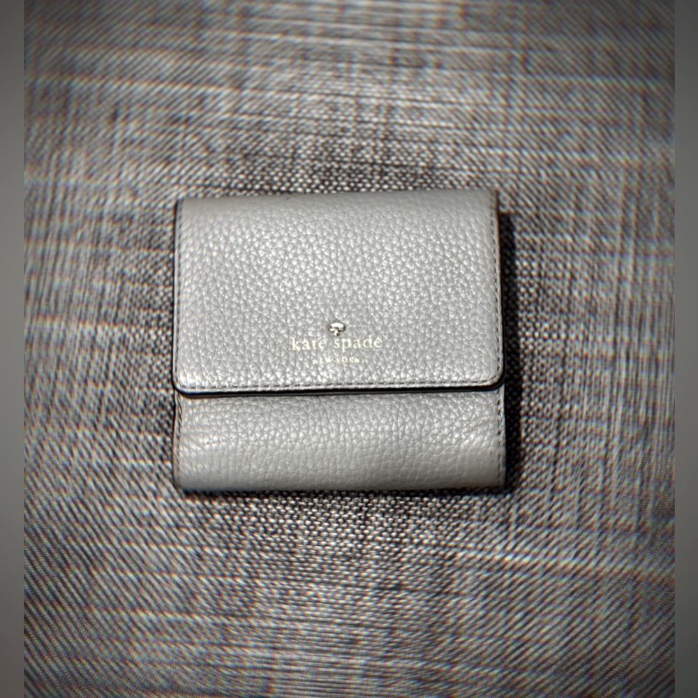 Kate Spade Compact Wallet, Grey Leather